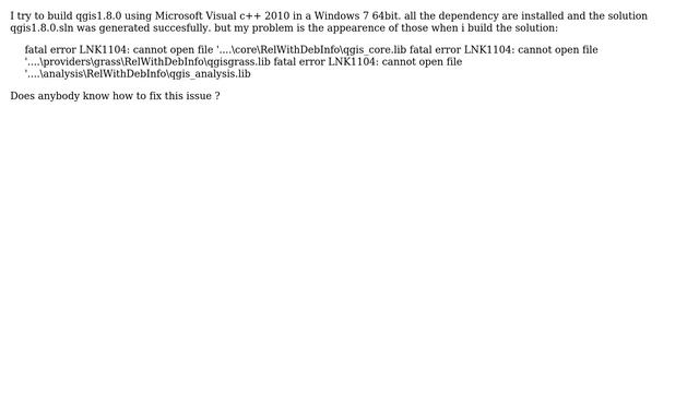 GIS: Getting fatal error LNK1104 qgis build смотреть онлайн