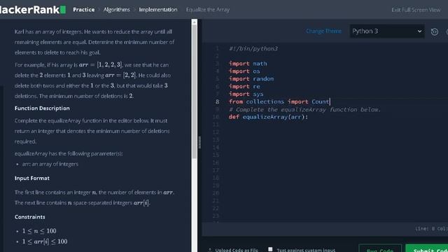 49 - Equalize the Array | Implementation | Hackerrank Solution | Python смотреть онлайн