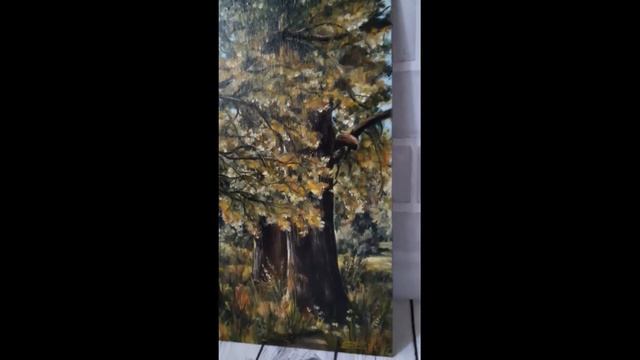 Картина Дубы, Дубрава, Дубовая роща, Дуб, холст, масло, маленькая картина 20х25 см / ValeriaJStudi смотреть онлайн