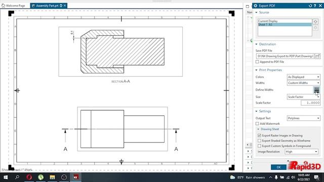 NX Drafting - Export Drawing to PDF with Require Line Width смотреть онлайн