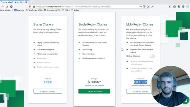 MongoDB Atlas - criando cluster (Aula remota início do isolamento na pandemia) смотреть онлайн