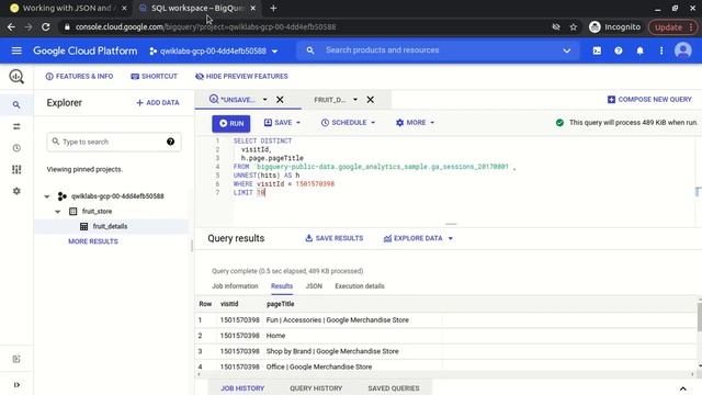 Qwiklabs # Working with JSON and Array data in BigQuery смотреть онлайн