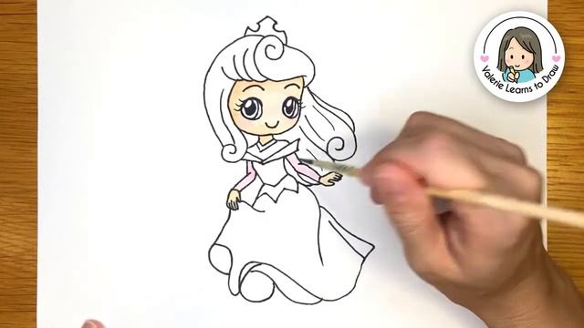 How to Draw a cute Princess Aurora / Sleeping Beauty (step by step) смотреть онлайн