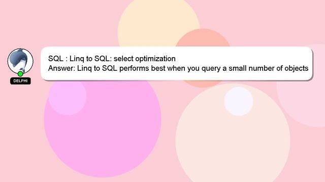 SQL : Linq to SQL: select optimization смотреть онлайн