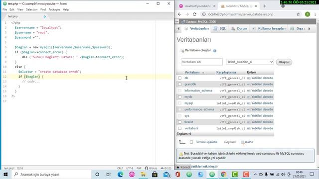 Mysql Veri Tabanı Oluşturma (Sql sorgusu ve Php Myadmin) смотреть онлайн