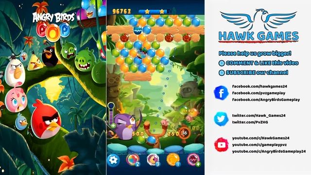 Angry Birds Stella POP Bubble Shooter Level 94 - Walkthrough, No Boosters смотреть онлайн