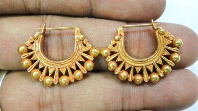 Latest 14k 18k Solid Gold lightweight Diamond Gold daily wear hoop earrings смотреть онлайн