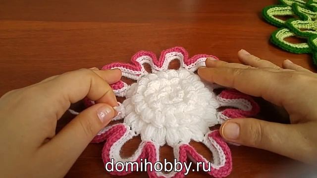 Салфетка крючком с яркой обвязкой смотреть онлайн