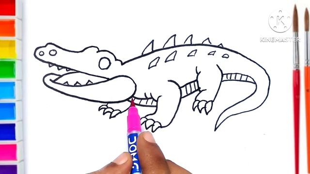 Crocodile Drawing Painting & Colouring for kids Toddlers | How to draw a Crocodile #Crocodiledrawin смотреть онлайн