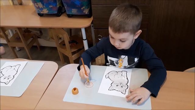 Рисование методом «тычка» жёсткой полусухой кистью "Пушистый котёнок" смотреть онлайн