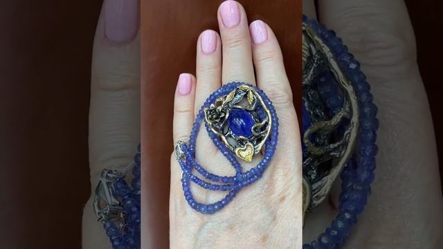 ШИК!!! Танзанит!!! Огромное кольцо и бусы . Серебро. Казаков Василий Васильевич. Цены под видео. смотреть онлайн
