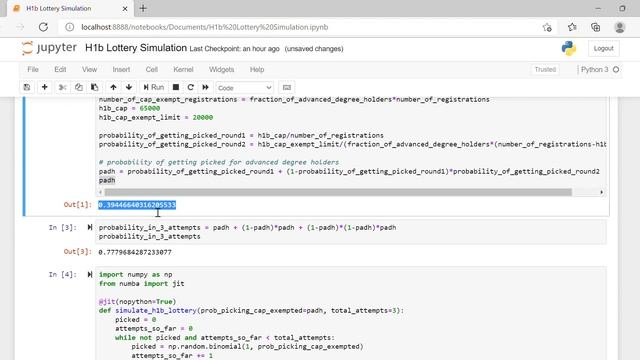 Probability of H1B application getting picked and lottery Simulation in Python смотреть онлайн