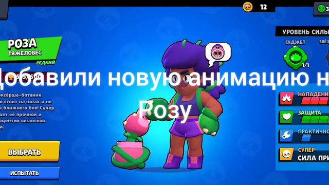 Новая анимация на бойца Роза #роза #бравлстарс смотреть онлайн
