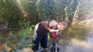 Лодка Bark с мотором от бензокосы