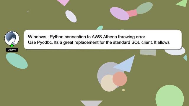 Windows : Python connection to AWS Athena throwing error смотреть онлайн