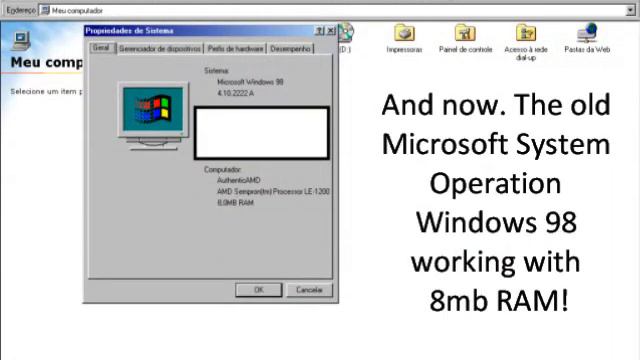 Windows XP Working With 32mb RAM And Windows 98 With 8mb RAM!