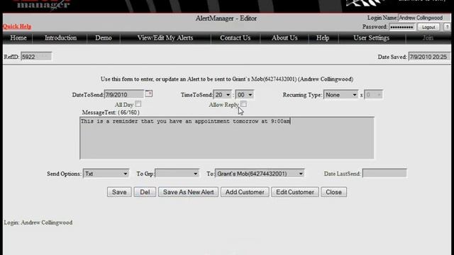 AlertManager TXT Reminder Service смотреть онлайн