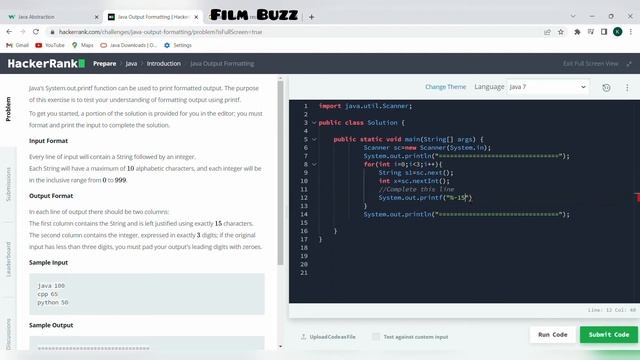 Java Output Formatting - Introduction | Hackerrank | Film Buzz | смотреть онлайн