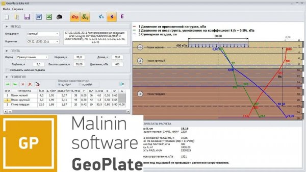 GeoPlate Lite. Расчет осадки плитных, свайных и комбинированных фундаментов по СП и СНиП