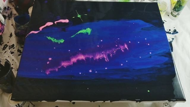 Neon Galaxy acrylic fluid painting / pour speedpaint смотреть онлайн