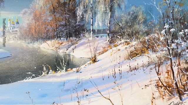 Acrylic Landscape Picture - Winter Time / Beautiful Art / Satisfying Drawing / Music