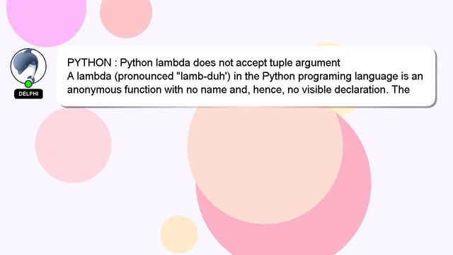 PYTHON : Python lambda does not accept tuple argument смотреть онлайн