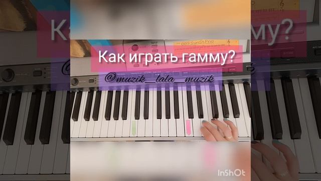 Пианино! Как играть гамму! Учимся играть гамму отдельно правой и левой рукой! смотреть онлайн