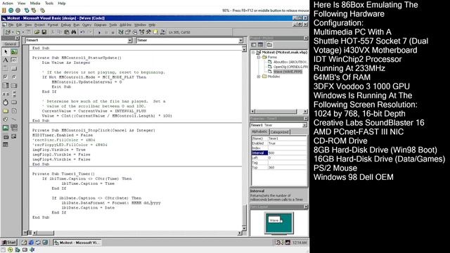 VB6 On Win98 (86Box) смотреть онлайн