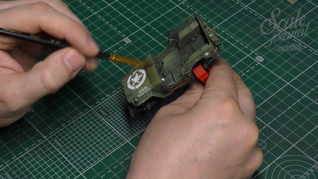 Везеринг сборной модели Jeep Willys - смывка, масло, сколы, грязь