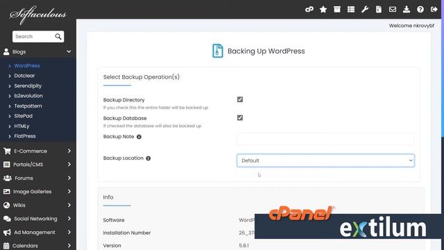 How to Backup WordPress using Softaculous in cPanel - Extilum Hosting смотреть онлайн
