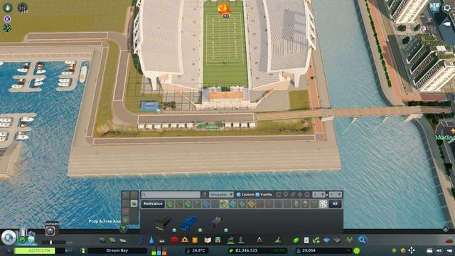 Building a Stadium, Waterfront Park & Entertainment District in Cities: Skylines | Vanilla Assets смотреть онлайн
