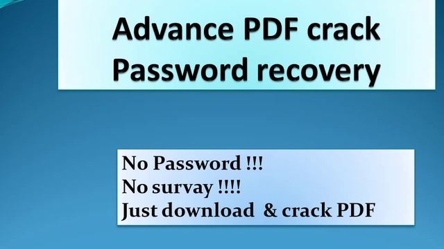 Advance PDF crack password NO PASSWORD LOCK смотреть онлайн