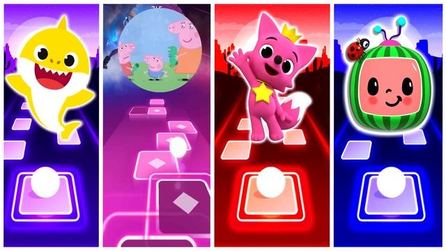 Baby Shark vs Peppa Pig vs Pingfong vs Cocomelon Tiles Hop EDM Rush смотреть онлайн