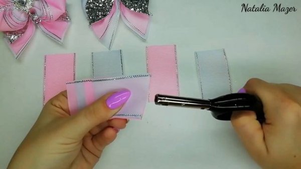 Очень красивые банты из репсовых лент и кожзама/DIY Natalia Mazer