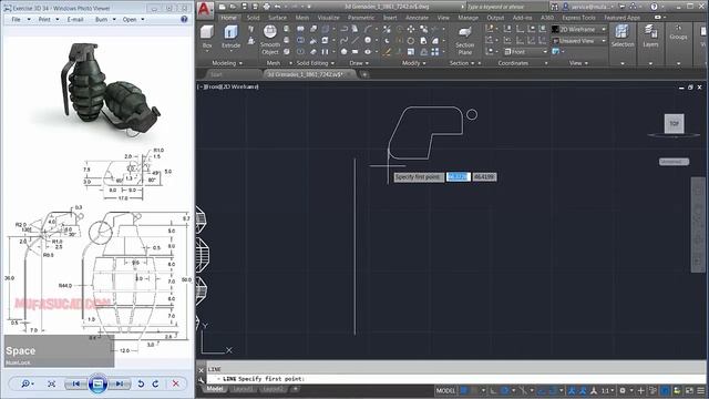 Autocad 3D Modeling Tutorial Grenades Exercise 34 смотреть онлайн