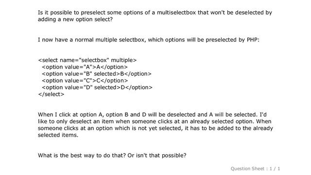 HTML : How to preselect the options of a multiple select? (html + php) смотреть онлайн
