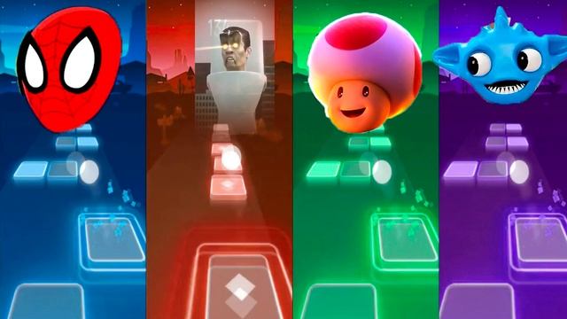 Tiles hop - Spiderman VS Man In The Toilet VS Mushroom VS Blue Monster!!!!!!! Who is best????? смотреть онлайн