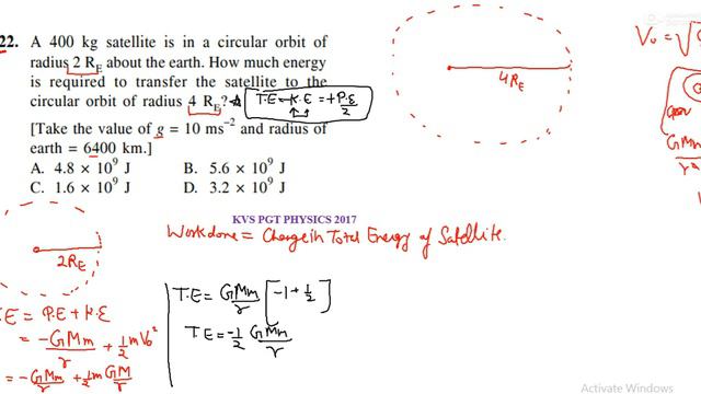 A 400 kg satellite is in a circular orbit ofradius 2 RE about the earth. How much energyis required смотреть онлайн