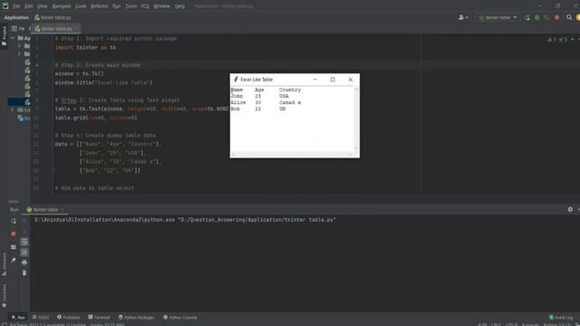 Display Excel like Table using Tkinter and Python смотреть онлайн