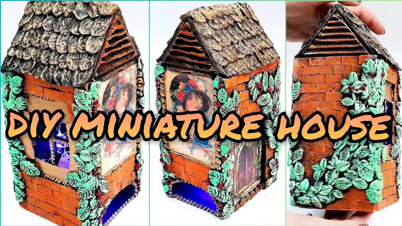 DIY miniature cardboard house |Cardboard craft idea| DIY Miniature house with little brick|tea house смотреть онлайн