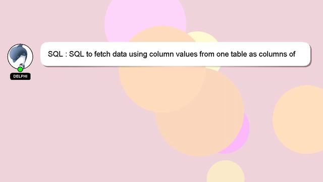 SQL : SQL to fetch data using column values from one table as columns of another table смотреть онлайн