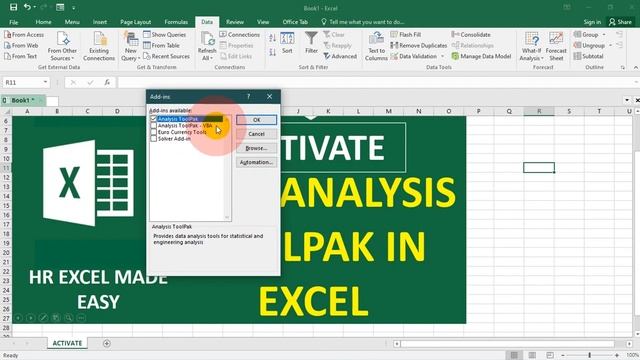 How to Activate & Enable the Data Analysis Toolpak (Excel 2016, Windows) смотреть онлайн