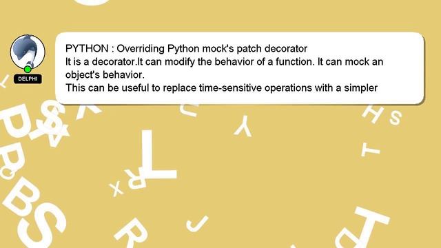 PYTHON : Overriding Python mock's patch decorator смотреть онлайн
