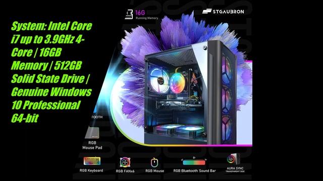 STGAubron Gaming Desktop PC,Intel Core I7 3.4 GHz up to 3.9 GHz,16G RAM,512G SSD,Radeon RX 580 смотреть онлайн