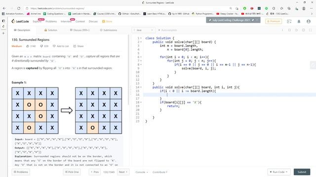 LeetCode 130 | Surrounded Regions | DFS | Java смотреть онлайн