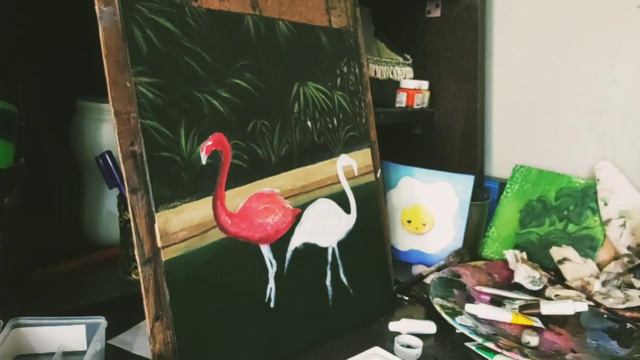 Flamingos Acrylic Painting Demonstration ||acrylic Painting Birds