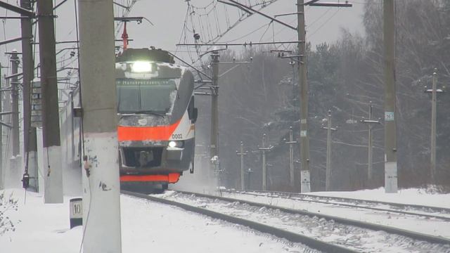 Электропоезд ЭП2Д-0002 ЦППК перегон Бекасово 1-Нара 2.02.2019 смотреть онлайн