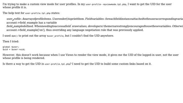 Drupal: How do I get the UID in user-profile.tpl.php? смотреть онлайн