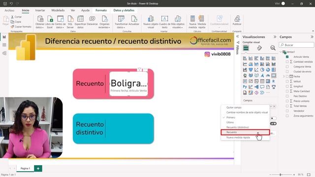 Recuento Simple Y Distintivo #powerbi  ?