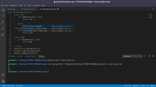 Multi-level & Multiple Inheritance in Python Oops | Python tutorial in Hindi | Part-25 смотреть онлайн